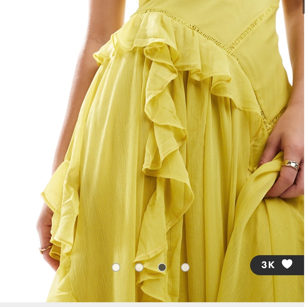 Yellow Ruffled Maxi Dress - Picture 3 of 4